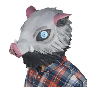Máscara Facial Completa de Látex, <span class=keywords><strong>Cosplay</strong></span> de Anime, Hashibira <span class=keywords><strong>Inosuke</strong></span>, Cabeza de Jabalí, Casco Divertido y Aterrador para Fiestas de Halloween y Navidad - Product Image 6