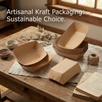 Boîtes en papier kraft personnalisées, jetables, robustes, pour plateaux de charcuterie, dégustations de vins, événements gastronomiques, contenants écologiques