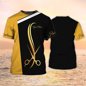Logo personnalisé Barber Shop Old School Coupe de cheveux Uniforme T-shirts Professionnel Nail Salon Barber Apparel T-shirt - Product Image 4