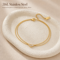 Bracelets Trebdy en acier inoxydable plaqué or 18 carats avec zircon pour femmes, étanches, hypoallergéniques, anti-ternissement, polis, bijoux à breloques variées