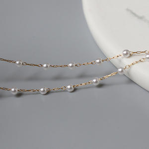 Collier Fait Main en Acier Inoxydable Plaqué Or 18K avec Chaîne de Perles Rondes, Bijou de Mariage pour Femme - Product Image 6