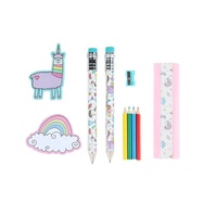 Ensemble de papeterie scolaire mignon, crayons de couleur, ensemble coloré de licorne, trousse à crayons, ensemble d'écriture, personnalisé pour enfants