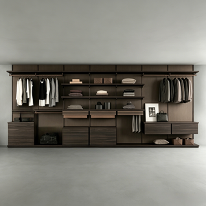 <span class=keywords><strong>Armoire</strong></span> scandinave minimaliste blanche BALOM à deux portes avec tringle de suspension intérieure, tiroirs et paniers de rangement tissés - Product Image 3