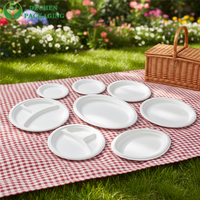 Assiettes jetables biodégradables en amidon de maïs et bagasse de canne à sucre, compostables et écologiques