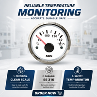 Nuevo Medidor de Temperatura de Aceite KUS CPYR IP67 a Prueba de Agua, 52 mm, 12/24 V, 316SS, 50~150 °C, para Embarcaciones Marinas y Grupos Electrógenos