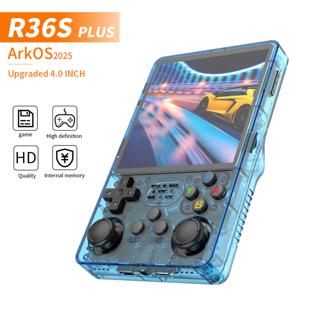 R36 Plus Handheld Retro Game Console 128GB 4Inch HD Screen Portable Pocket Video Player Support 21+ Emulators 21000+ Games
