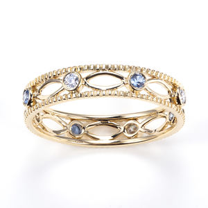 แหวนเพชรเมสซี่ รุ่น MSR-1534 ทองคำ 9K สีเหลือง ประดับเพชรเลี้ยงในห้องปฏิบัติการและพลอยสี สำหรับผู้หญิง - Product Image 1