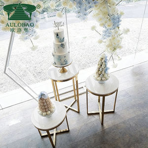 Décoration de mariage, ensemble de mariage en acier inoxydable doré, support de gâteau pour la mariée - Product Image 4