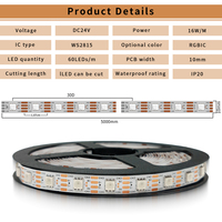 Bande LED RVB adressable WS2815 24V, 60 LED/m, PCB 10mm, découpable toutes les 1 LED, ruban lumineux à couleurs magiques pour éclairage commercial et décoration