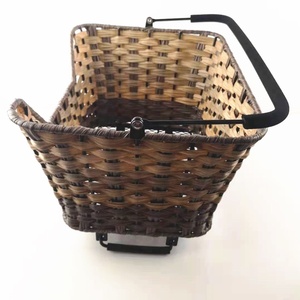 Cesta Trasera Grande de Liberación Rápida <span class=keywords><strong>para</strong></span> <span class=keywords><strong>Bicicleta</strong></span>, Asiento Trasero Metálico Desmontable <span class=keywords><strong>para</strong></span> Portabicicletas, Cesta de Plástico Tejida con Asa - Product Image 2
