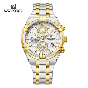Montre à quartz pour homme de marque 8042, bracelet en acier inoxydable de haute qualité, verre Hardlex, cadran de 43 mm, date automatique, étanche, faible coût - Product Image 1