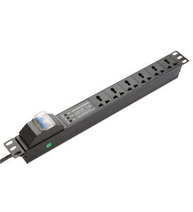 Regleta de Distribución de Energía PDU Industrial para Montaje en Rack, 6 Tomas, 10A, 220V/250VAC - Product Image 3
