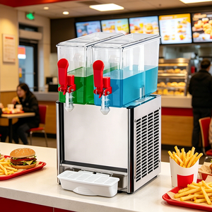 Distributeur de boissons froides commercial à 2 réservoirs 2x10L en acier inoxydable avec système de refroidissement pour buffets et cafés AS-Icecream0 - Product Image 3