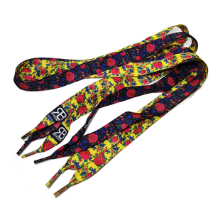 Tali Sepatu Mode Poliester Logo Bunga Sublimasi Anyaman Bentuk V Lebar 2.5 Cm - Product Image 2