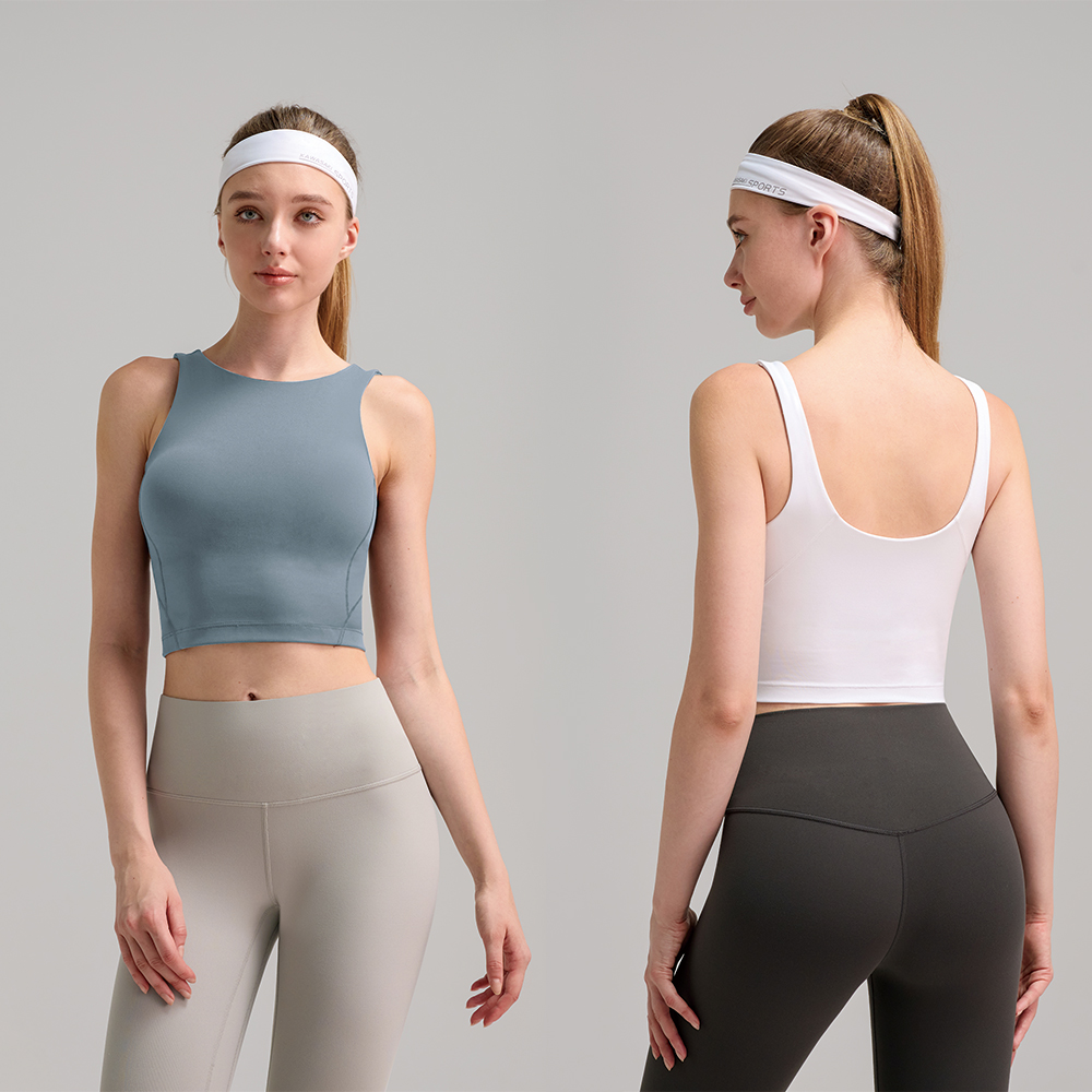 High Neck Yoga Tank Top for Women Naked Feel Fitness Bra Brushed Soft Integrated Beautiful Back Sports Bra Sleeveless Top