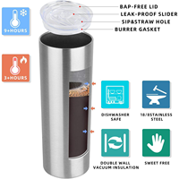 Personnalisé 20 oz double mur en acier inoxydable voyage tasse vide isolé tumbler droite maigre tumbler avec couvercle et paille