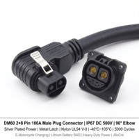 Connecteur mâle coudé à 90 degrés JBoCnt DM60 2+8 100A IP67 DC 500V 5000 cycles UL94-V0 ignifuge en cuivre et nylon
