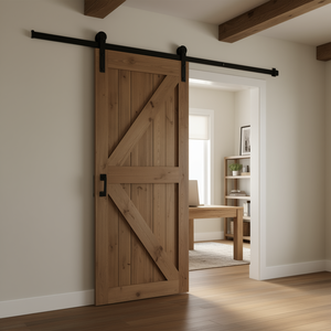 Kit de Herrajes para Puerta Corredera de 40 Pulgadas en Negro, Riel en Forma de J para Uso en Interiores, Hogar y Oficina - Product Image 2