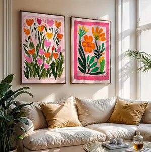 Poster su tela con paesaggi vivaci e classici, decorazioni per la casa, regali, stampe su tela con piante e fiori in stile bohémien. - Product Image 4