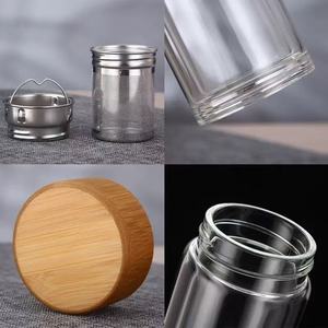 Venta al por mayor taza de vidrio de borosilicato doble con cubierta de bambú logotipo personalizable para regalos personalizados - Product Image 3
