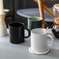 Nordic Stijl Porselein Wit Kopje Koffie Huishouden 420Ml Groene Koffie Mok Westerse Keramische Matte Zwarte Koffie Mok