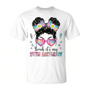 Camiseta para niña de 14 años, diseño Tie Dye, regalo de cumpleaños, cuello redondo, manga corta, impresión digital - Product Image 2