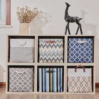 Panier de rangement pour jouets en tissu Bosongjie, coton-lin, carré, épaissi, pour vêtements, couvertures, style japonais, motif géométrique