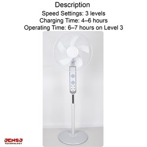 16 Inch Solar Stand <b>Fan</b> 3 High-Speed Large Capacity Lithium Battery Operated <b>Remote</b> <b>Control</b> Outdoor Household Rechargeable <b>Fan</b> J - Product Image 4