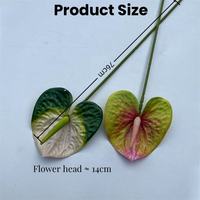 Bunga Anthurium Artificial Bentuk Hati Realistis Warna Hijau Merah untuk Natal, Rumah, Pernikahan, Wisuda (Grosir)