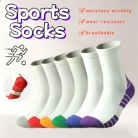 Chaussettes de sport respirantes à compression plantaire, avec coussin épais en tissu éponge, couleur contrastante, anti-humidité, pour la course et le basketball