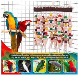 Juguete masticable de loro grande para pájaro, Macaw, Greys africanos, cacatúa, Eclectus, periquitos, cacatúa, Conure, pájaros amorosos, Jaula de madera - Product Image 6