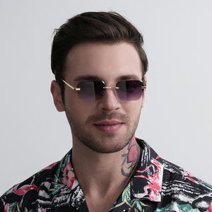 FW 21582ビンテージメンズメタルリムレスサングラスカスタムロゴブランドデザイナーファッションサングラス - Product Image 5