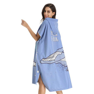 Custom Logo Quick Dry Sublimated Digital Printed Hooded <b>Adult</b> Surf Beach <b>Changing</b> <b>Robe</b> Microfiber Poncho Toalla - Product Image 2