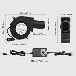WKH 9733 พัดลมแบบแรงเหวี่ยง 12V 2.94A พัดลมระบายความร้อนแบบพกพา ตัวควบคุมความเร็วแบบปรับได้ สำหรับเตาไม้ เตาบาร์บีคิว เตาผิง ปล่อยควัน - Product Image 4