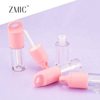 Tubes de brillant à lèvres roses avec breloques, flacon de brillant à lèvres transparent avec trou pour porte-clés, tube de rouge à lèvres liquide rond en plastique avec bouchon