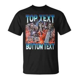 Camiseta Top Bottom Text Edgy Skeleton Meme Negra Talla Grande - Product Image 1