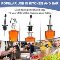 Becs Verseurs en Acier Inoxydable pour Bouteilles d'Alcool, d'Huile et de Vinaigre, avec Bouchons Anti-Poussière en Caoutchouc – Outils de Bar pour Cocktails