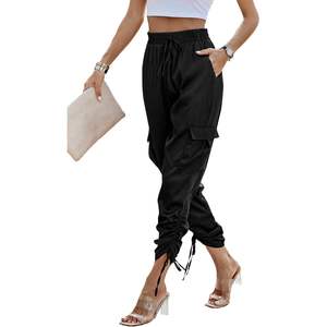 Custom <b>Women's</b> Satin Jogger Pants Casual Dressy High Waist Long Lounge Pant <b>Trousers</b> with Pockets <b>Summer</b> Outfits for Girls - Product Image 1