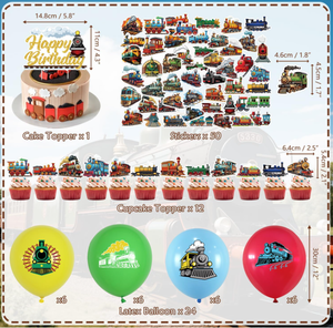 Decoración para Fiesta <span class=keywords><strong>de</strong></span> Cumpleaños con Temática <span class=keywords><strong>de</strong></span> Tren Vintage, Pancartas <span class=keywords><strong>de</strong></span> Feliz Cumpleaños, Guirnaldas, <span class=keywords><strong>Globos</strong></span> Impresos, Centros <span class=keywords><strong>de</strong></span> Mesa <span class=keywords><strong>de</strong></span> Panal, Adornos para Pastel, Pegatinas - Product Image 6