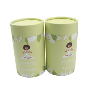 Recyclable Custom Design Round Cylinder Cardboard Food Grade Loose Tea Coffee Bean Kraft Paper Tube Packaging Box