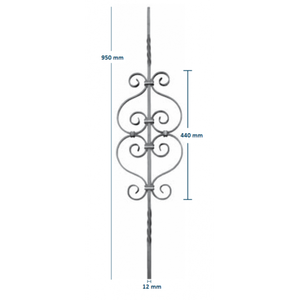 Pièces de rechange en <span class=keywords><strong>fer</strong></span> <span class=keywords><strong>forgé</strong></span> éléments de garde-corps forgés départs et barre barre de volute en <span class=keywords><strong>fer</strong></span> <span class=keywords><strong>forgé</strong></span> à chaud 950x220 12 - Product Image 2