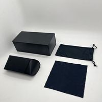 Ensemble d'emballage pour lunettes en PU tendance avec logo personnalisé, étui souple, boîte extérieure, pochette en microfibre, chiffon de nettoyage, cadeau pour lunettes de soleil