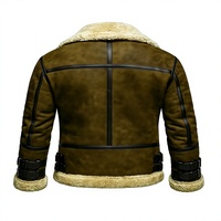 Blouson Bomber Réversible Homme en Cuir Véritable Marron avec Doublure en Fausse Fourrure Imperméable Respirant Écologique Coupe Slim Hiver