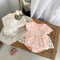 Engepapa Baby Zomer Nieuwe Babykleding Meisjes Bloemrijk Kant Katoen Baby Rompertje Korte Mouwen