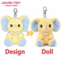 Porte-clés en peluche personnalisés, breloques de sac en forme d'animaux en peluche doux, design éléphant mignon avec fermoir mousqueton, fabricant OEM pour cadeaux
