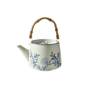 Théière en céramique rustique de style japonais, théière rétro avec tasses, carafe à eau froide domestique, ustensiles de préparation du thé en poterie brute - Product Image 1