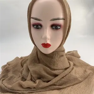 Dernier foulard hijab en coton léger pour femmes, effet froissé - Product Image 3