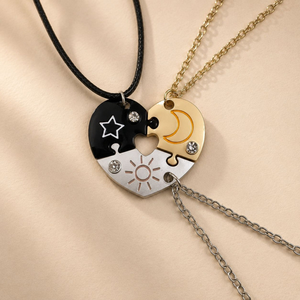 Nuevo Conjunto de Tres Piezas Coloridas, Collar de Mejores Amigos, Joyería Unisex, Luna, Estrella, Corazón Hueco, Collar de Amistad BFF - Product Image 1