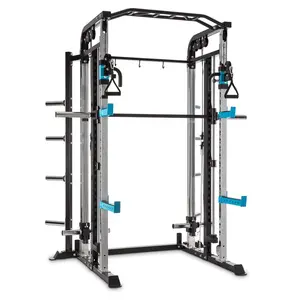 Amazor Top Sell Smith Machine Power Rack Multifunctional Power Cage Power Rack with Cable Pull Safety Smith Gym