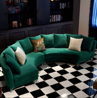 OE-FASHION 2019 7 sitzer NEW indoor möbel runde moderne halb mond geformt lounge grün stoff samt sofa set